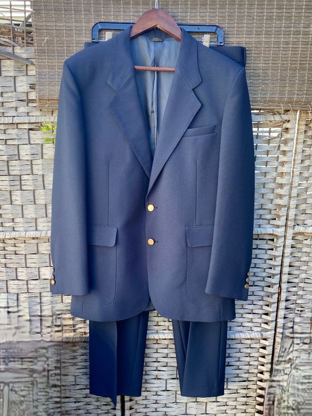 1970s Levis Action Suit (2) TWO Piece Men's 42R Navy Blue Vintage USA